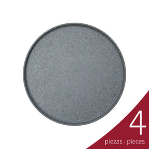 Caja de 4 piezas Plato Barcelona Melamina 23 cm, Gray Granite | Tavola