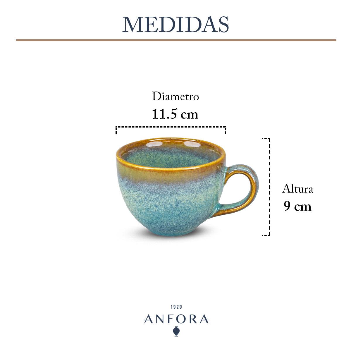 Set de 2 Tazas con Plato | Colección Plana Caribe