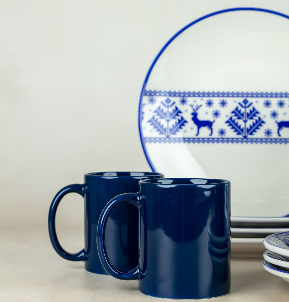 Vajilla de Porcelana 16 pz | Reno Navideño