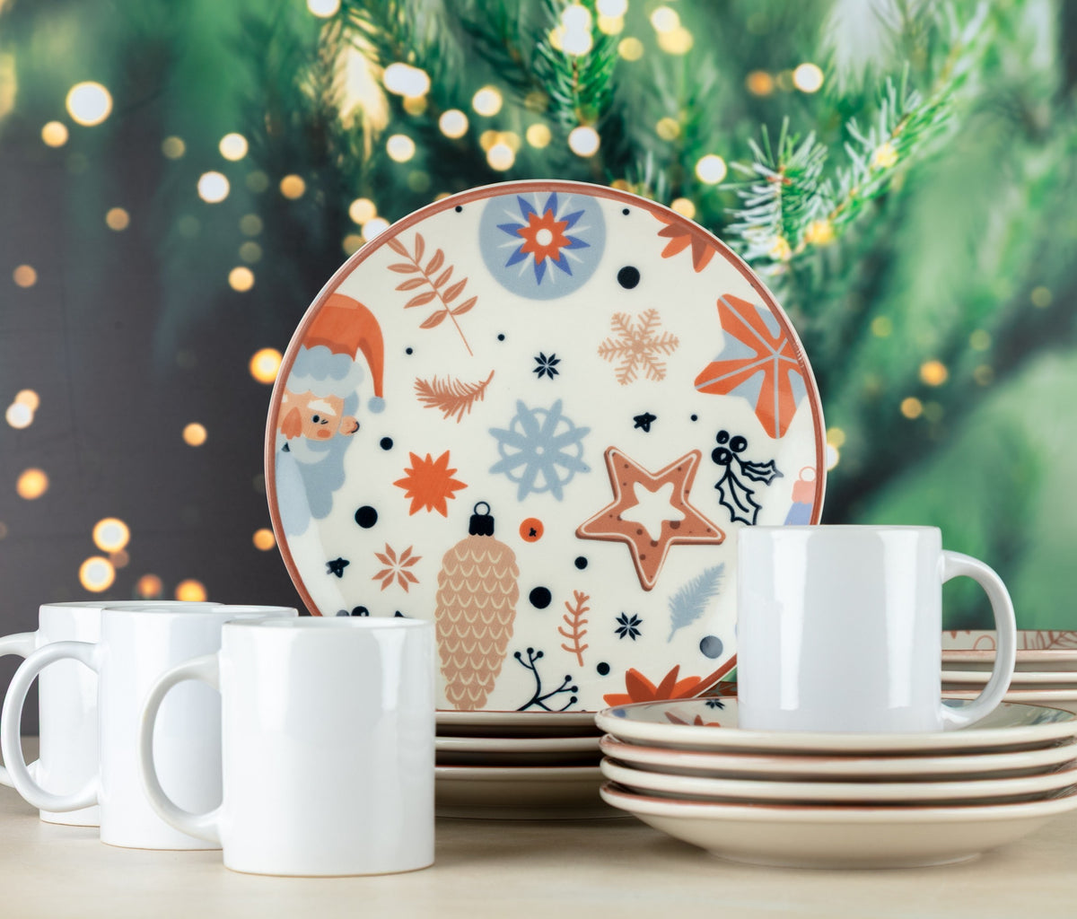 Vajilla de Porcelana 16 piezas | Navidad