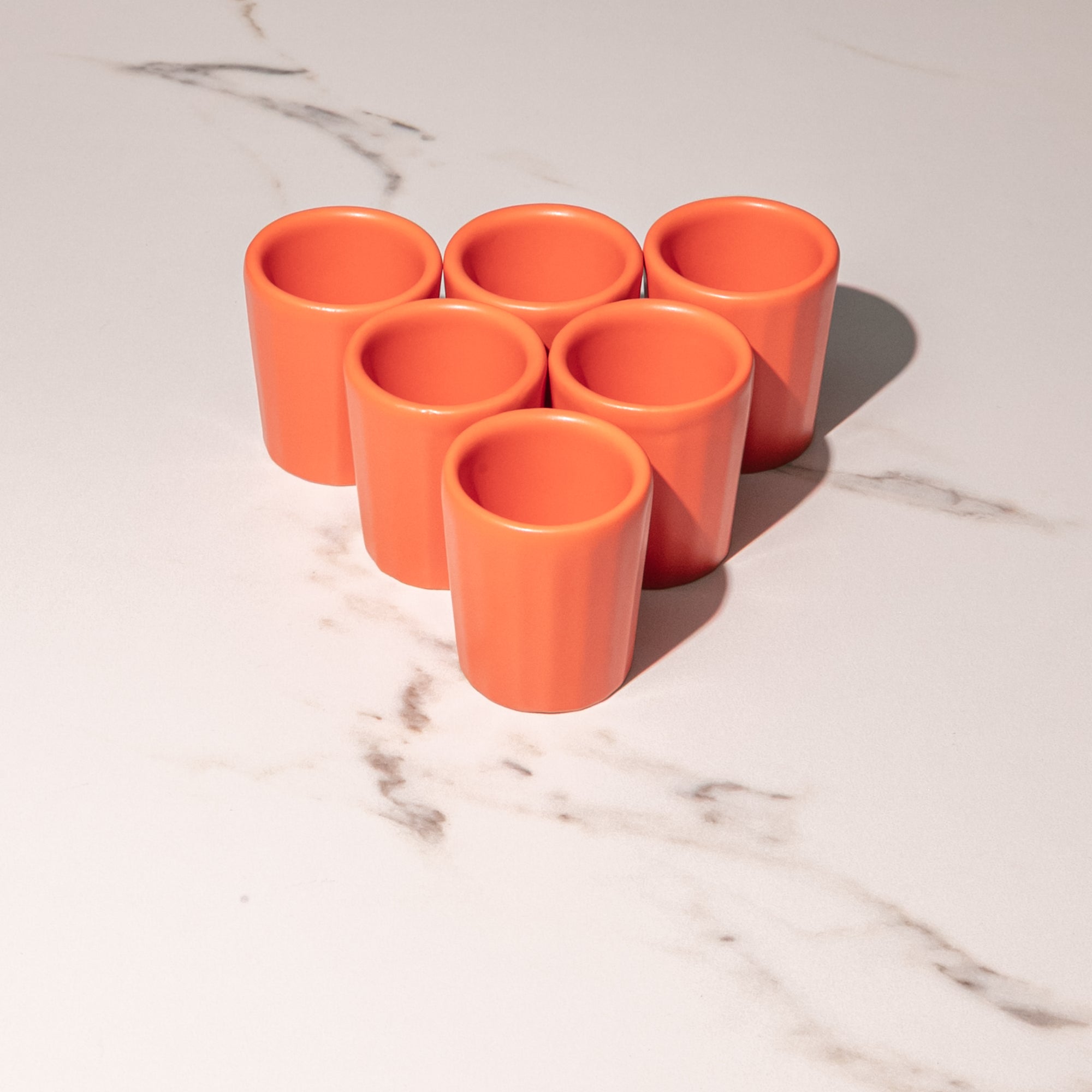 Set de 6 mezcaleros de Cerámica Naranja Mate