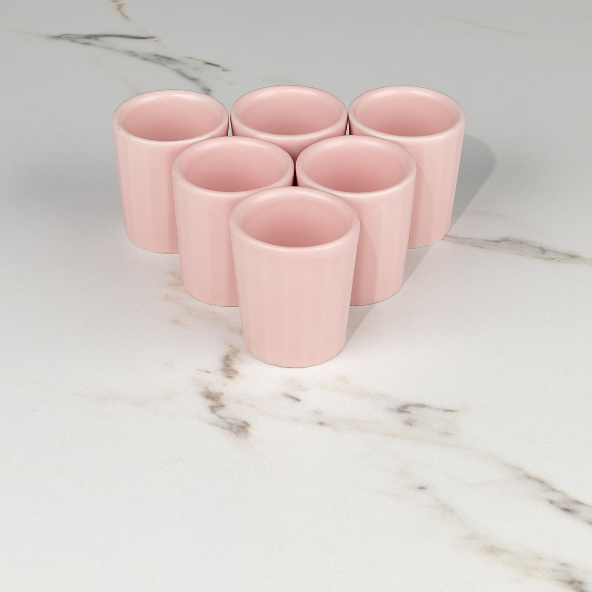 Set de 6 mezcaleros de Cerámica Rosa Mate
