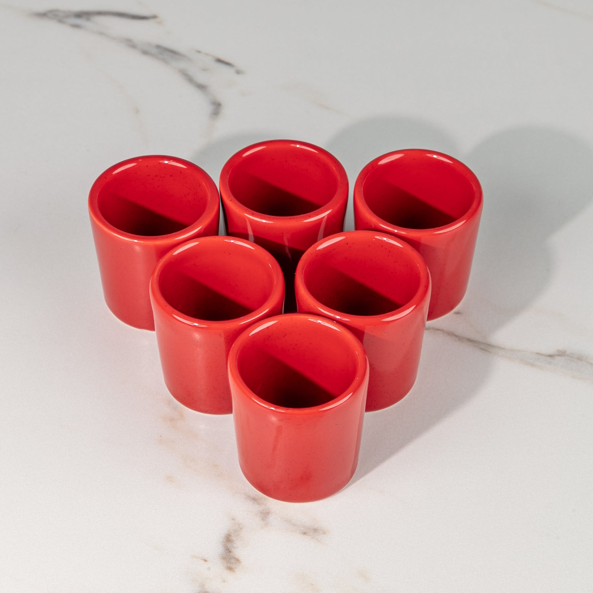 Set de 6 mezcaleros de Cerámica Rojo Brillante