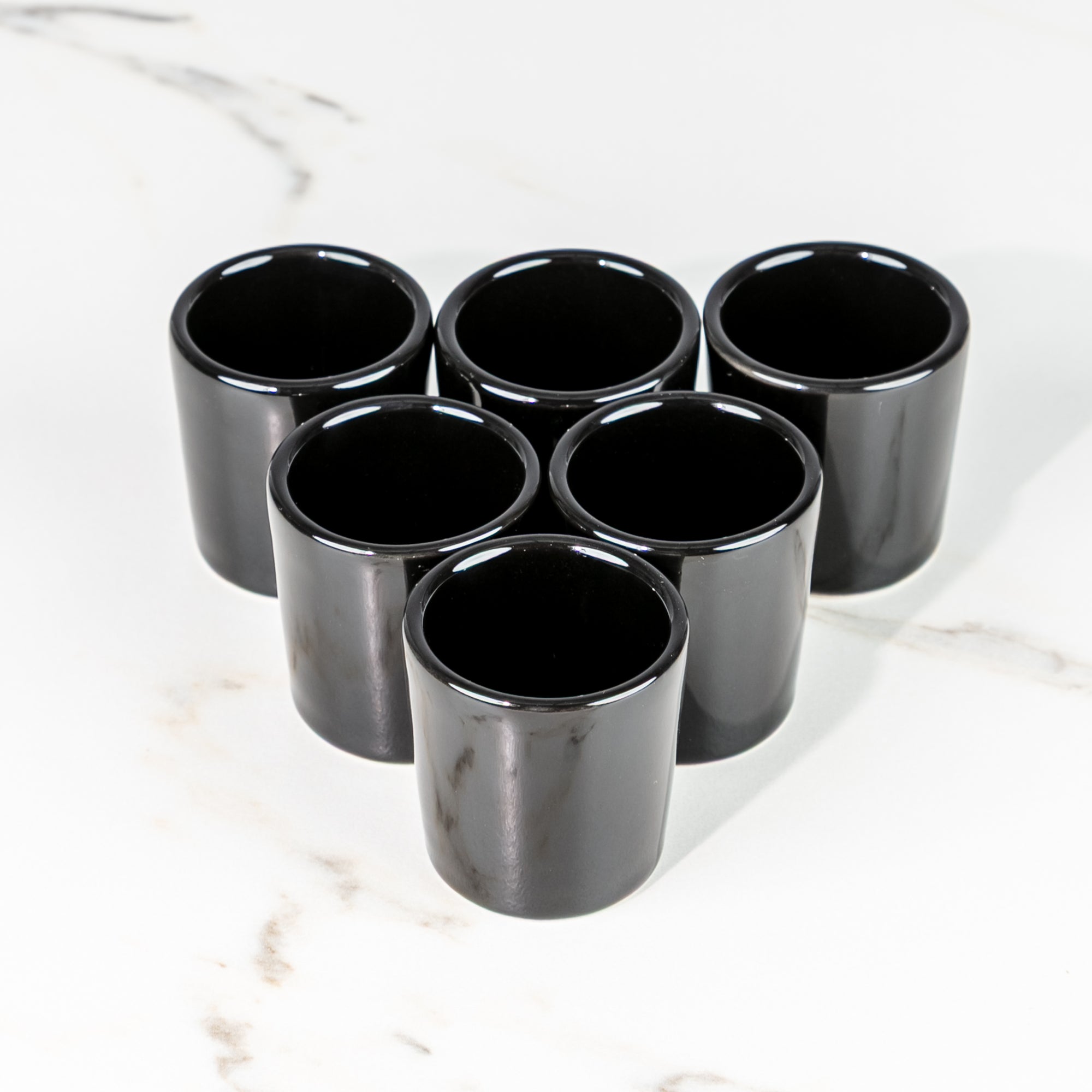Set de 6 mezcaleros de Cerámica Negro Brillante