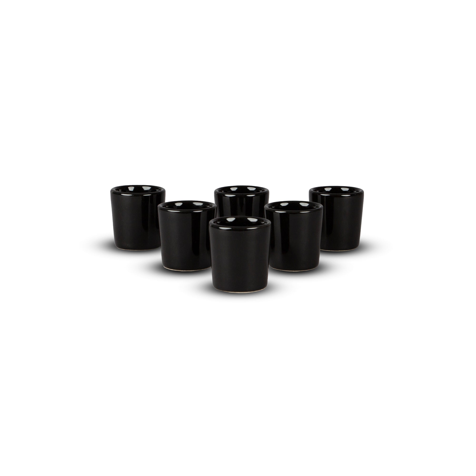 Set de 6 mezcaleros de Cerámica Negro Brillante