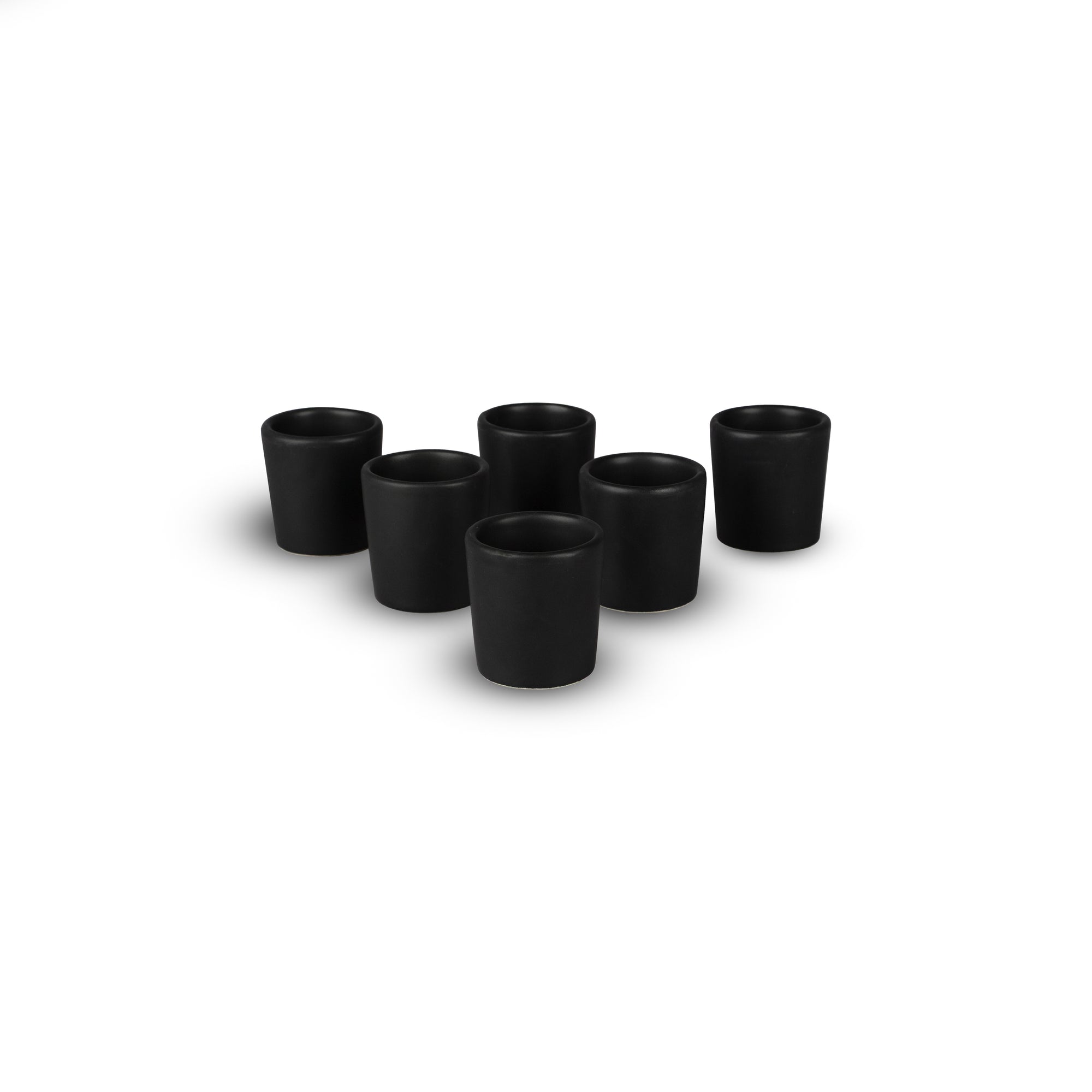 Set de 6 mezcaleros de Cerámica Negro Mate