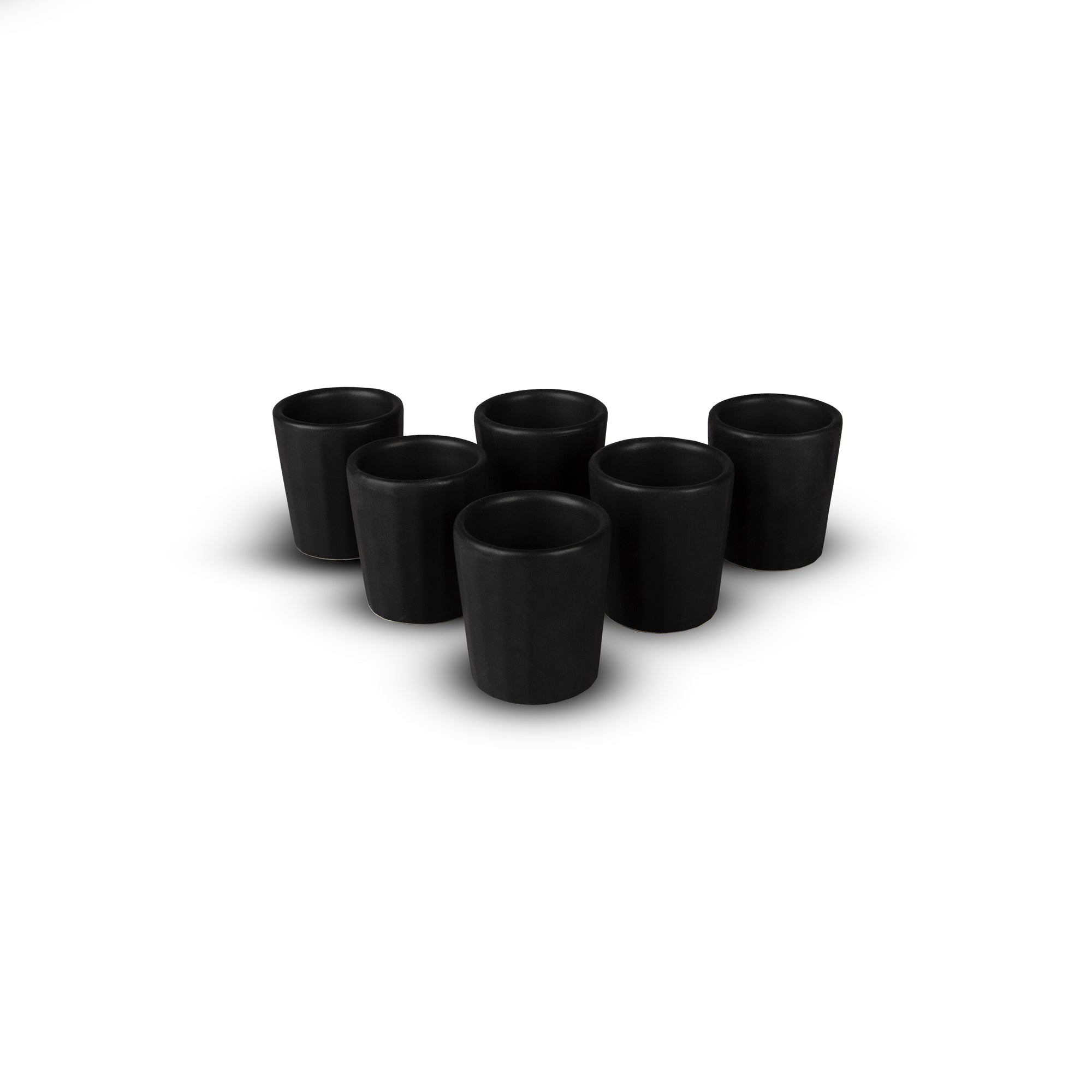 Set de 6 mezcaleros de Cerámica Negro Mate