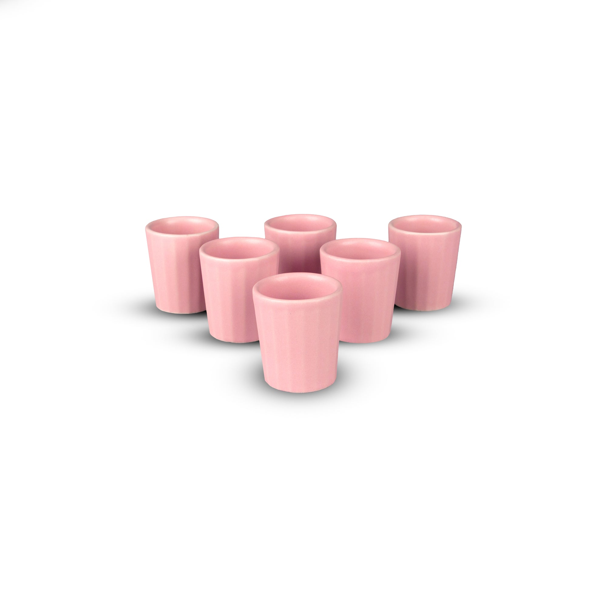 Set de 6 mezcaleros de Cerámica Rosa Mate