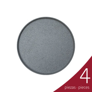 Caja de 4 piezas Plato Barcelona Melamina 20 cm, Gray Granite | Tavola