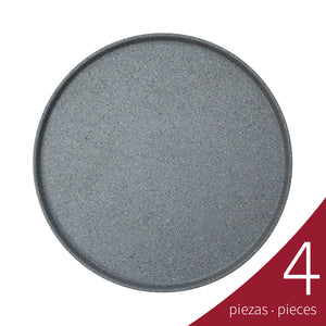 Caja de 4 piezas Plato Barcelona Melamina 27 cm, Gray Granite | Tavola