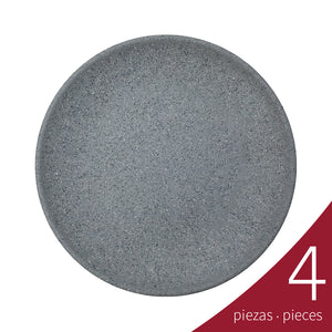 Caja de 4 piezas Plato Trinche Cup Melamina 26.6 cm, Gray Granite | Tavola